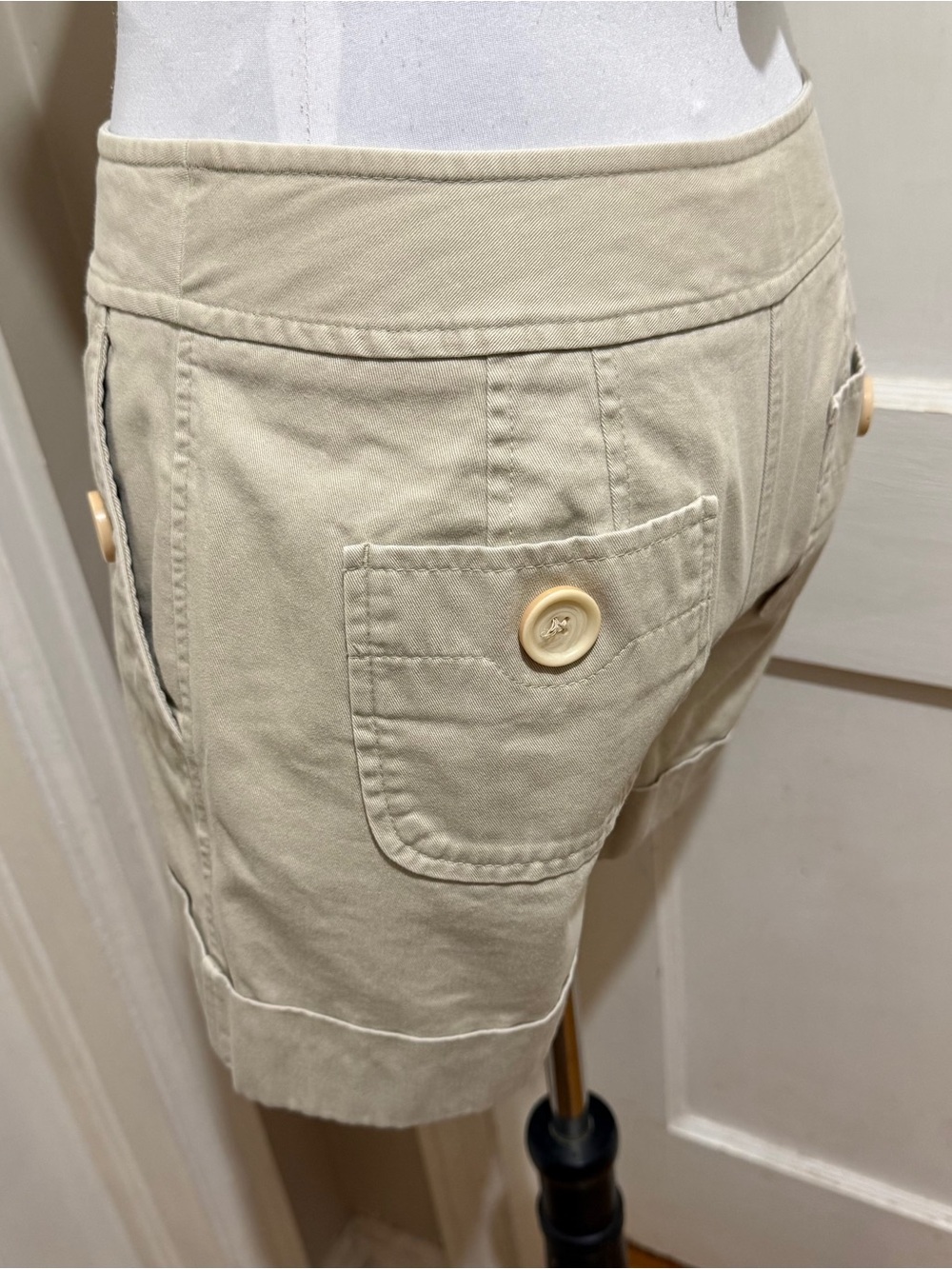 LOFT Khaki 4 pocket Shorts with Decorative Buttons - Picture 6 of 8